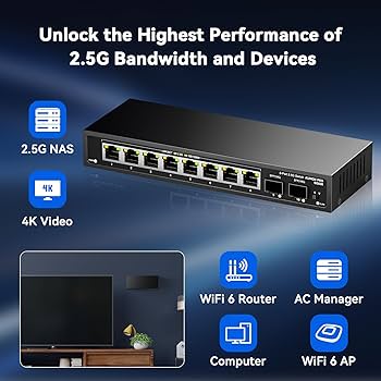 Amazon.com: 10 Port 2.5Gb Unmanaged Ethernet Switch with 8